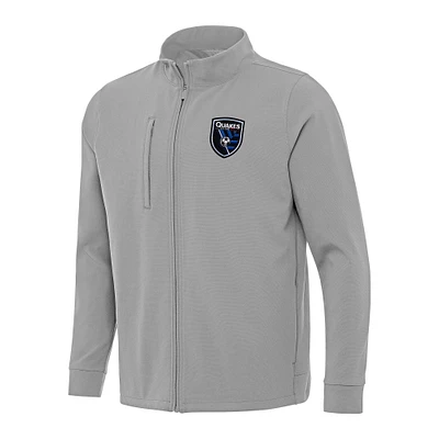 Men's Antigua Gray San Jose Earthquakes Regard Full-Zip Jacket