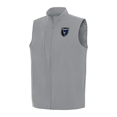 Men's Antigua Gray San Jose Earthquakes Regard Full-Zip Vest