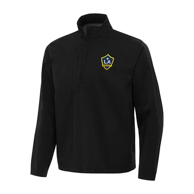 Men's Antigua Black LA Galaxy Brisk Quarter-Zip Pullover Jacket