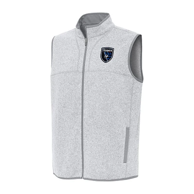 Men's Antigua Heather Gray San Jose Earthquakes Fortune Full-Zip Vest