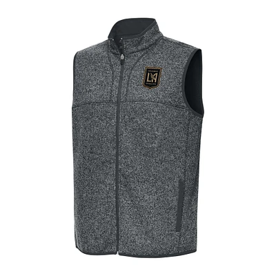 Men's Antigua Heather Gray LAFC Fortune Full-Zip Vest