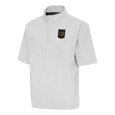 Men's Antigua Heather Gray LAFC Brisk Short Sleeve Quarter-Zip Windshirt