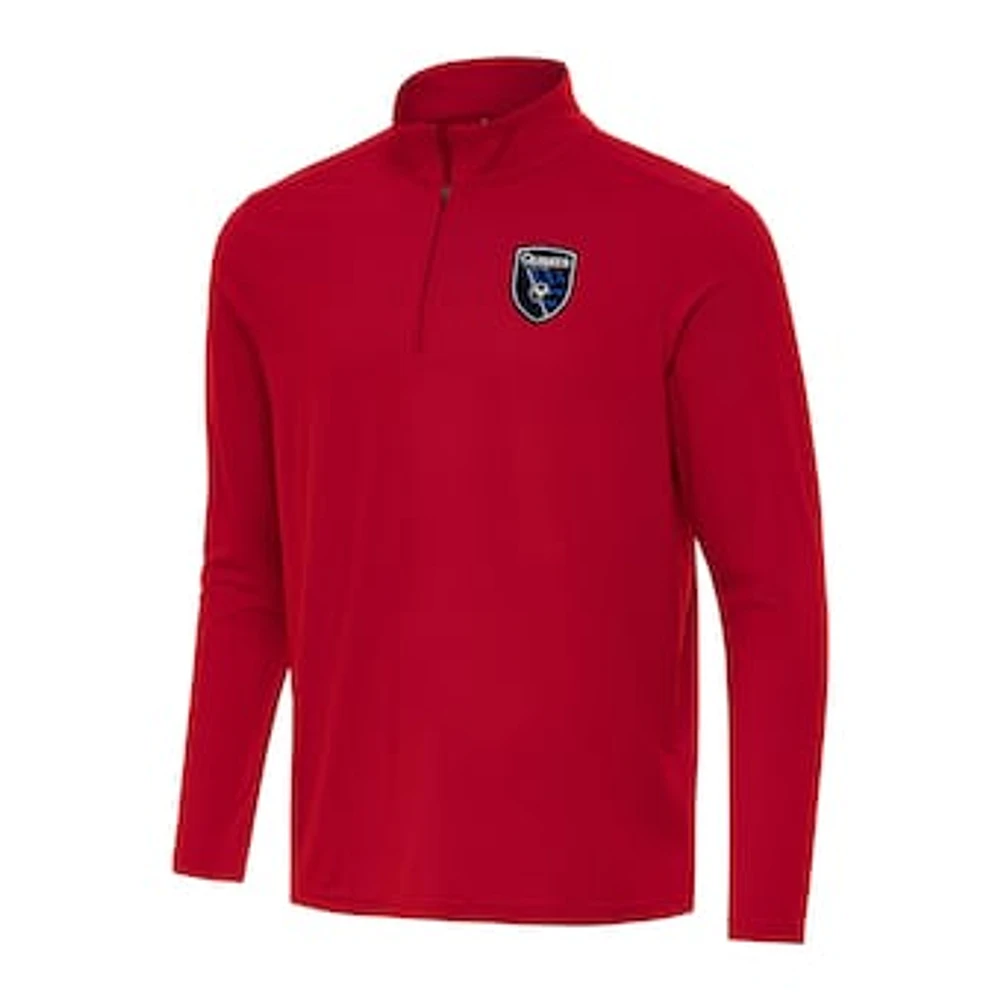 Men's Antigua Red San Jose Earthquakes Intent Quarter-Zip Top