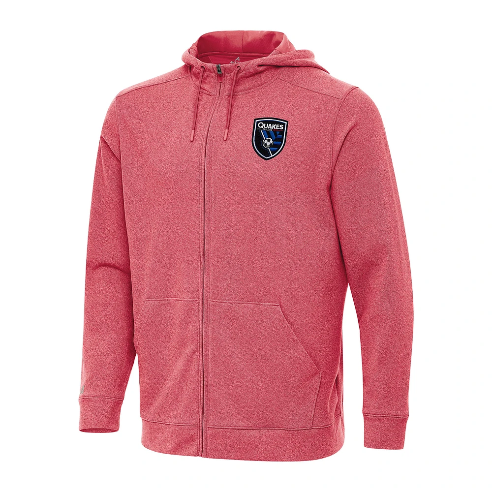 Men's Antigua Heather Red San Jose Earthquakes Effortless Full-Zip Hoodie Jacket