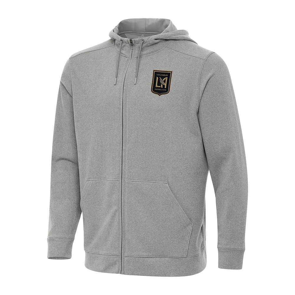 Men's Antigua Heather Gray LAFC Effortless Full-Zip Hoodie Jacket