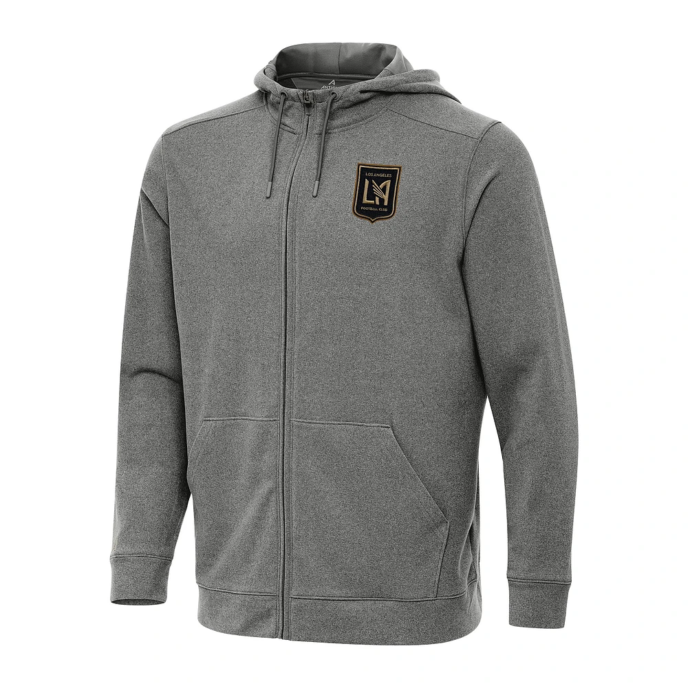 Men's Antigua Heather Black LAFC Effortless Full-Zip Hoodie Jacket