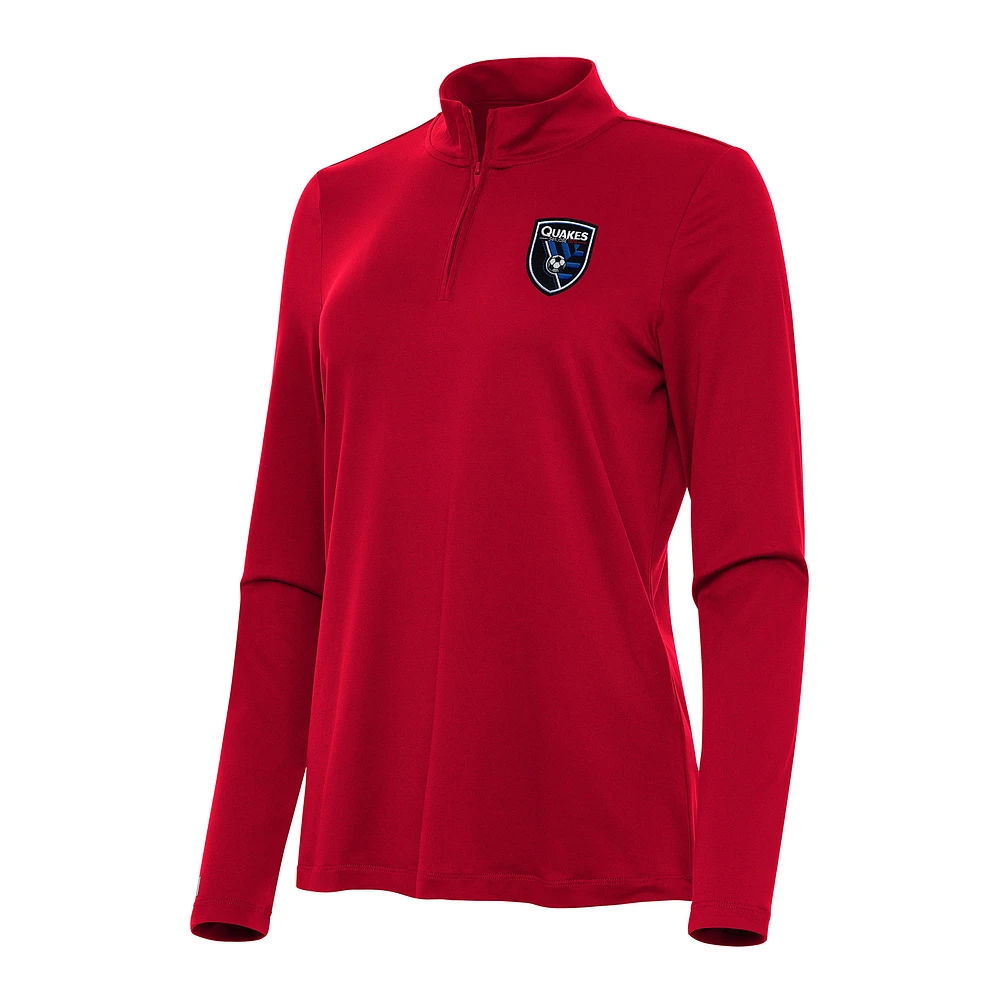 Women's Antigua Red San Jose Earthquakes Reprocess Quarter-Zip Top