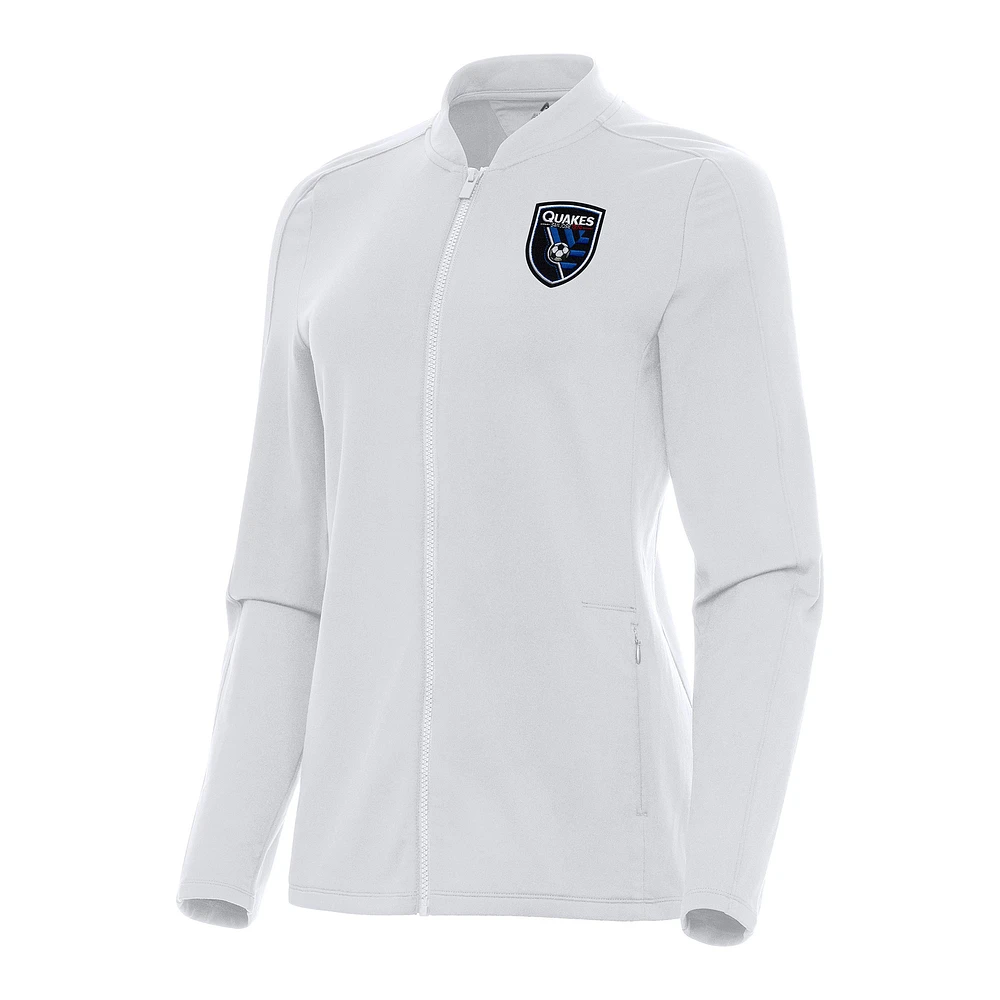 Women's Antigua White San Jose Earthquakes Continual Full-Zip Jacket