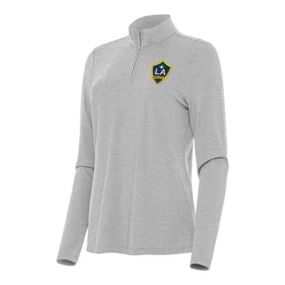 Women's Antigua Heather Gray LA Galaxy Bright Quarter-Zip Top