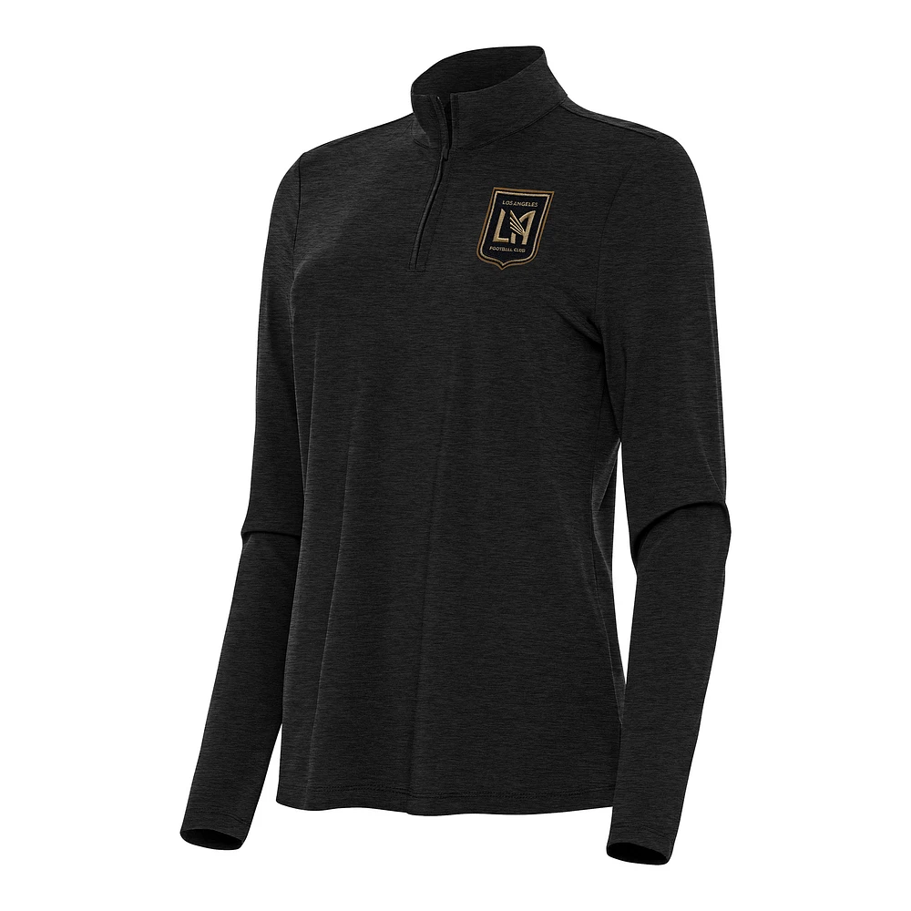 Women's Antigua Heather Black LAFC Bright Quarter-Zip Top