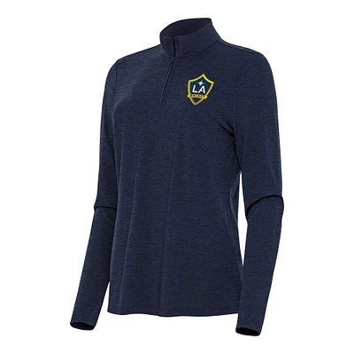 Women's Antigua Heather Navy LA Galaxy Bright Quarter-Zip Top