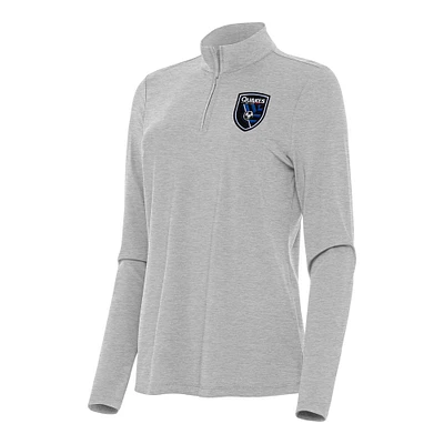 Women's Antigua Heather Gray San Jose Earthquakes Bright Quarter-Zip Top