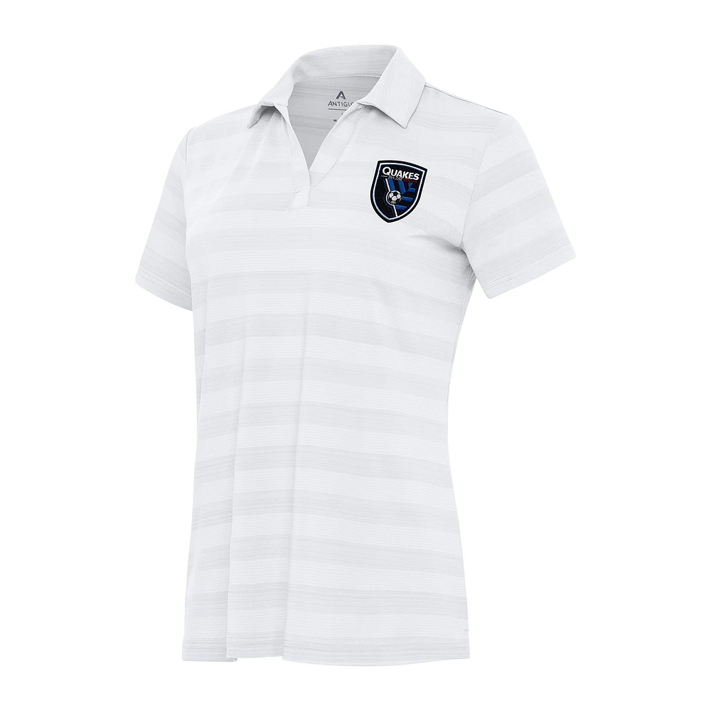 Women's Antigua White San Jose Earthquakes Tunnel Polo