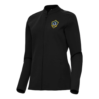 Women's Antigua Black LA Galaxy Regard Full-Zip Jacket