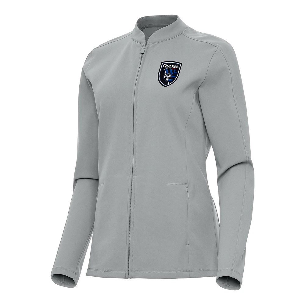 Women's Antigua Gray San Jose Earthquakes Regard Full-Zip Jacket