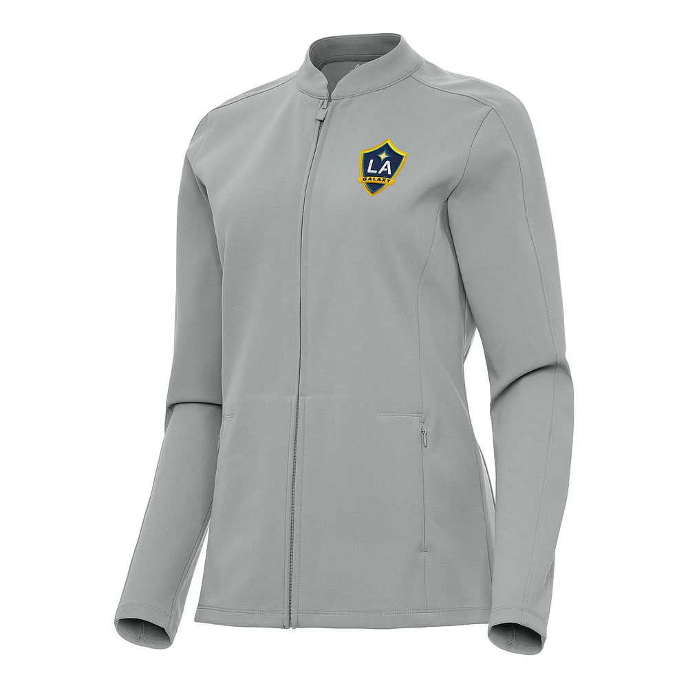 Women's Antigua Gray LA Galaxy Regard Full-Zip Jacket