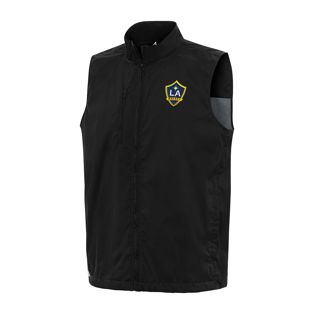 Men's Antigua Black LA Galaxy Brisk Full-Zip Vest