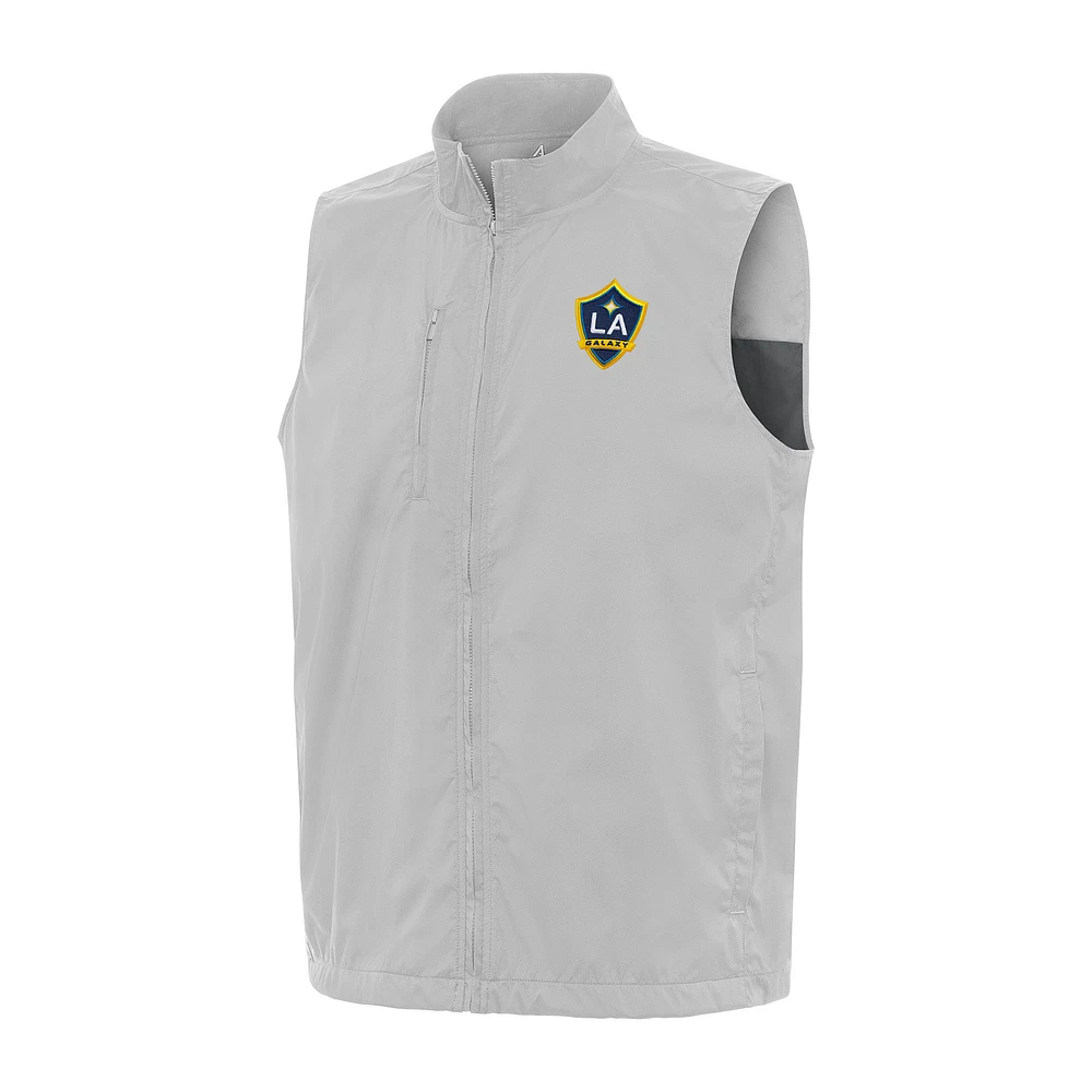 Men's Antigua Heather Gray LA Galaxy Brisk Full-Zip Vest