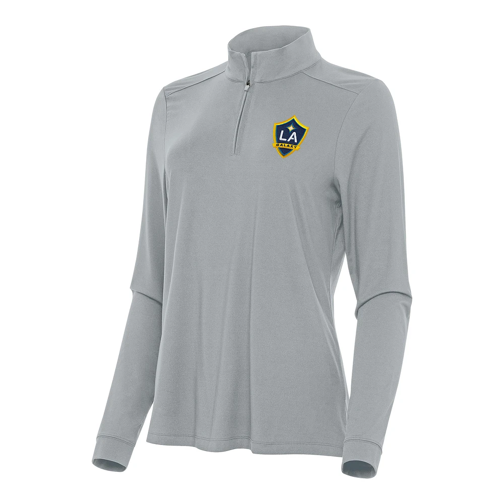Women's Antigua Gray LA Galaxy Intent Quarter-Zip Top