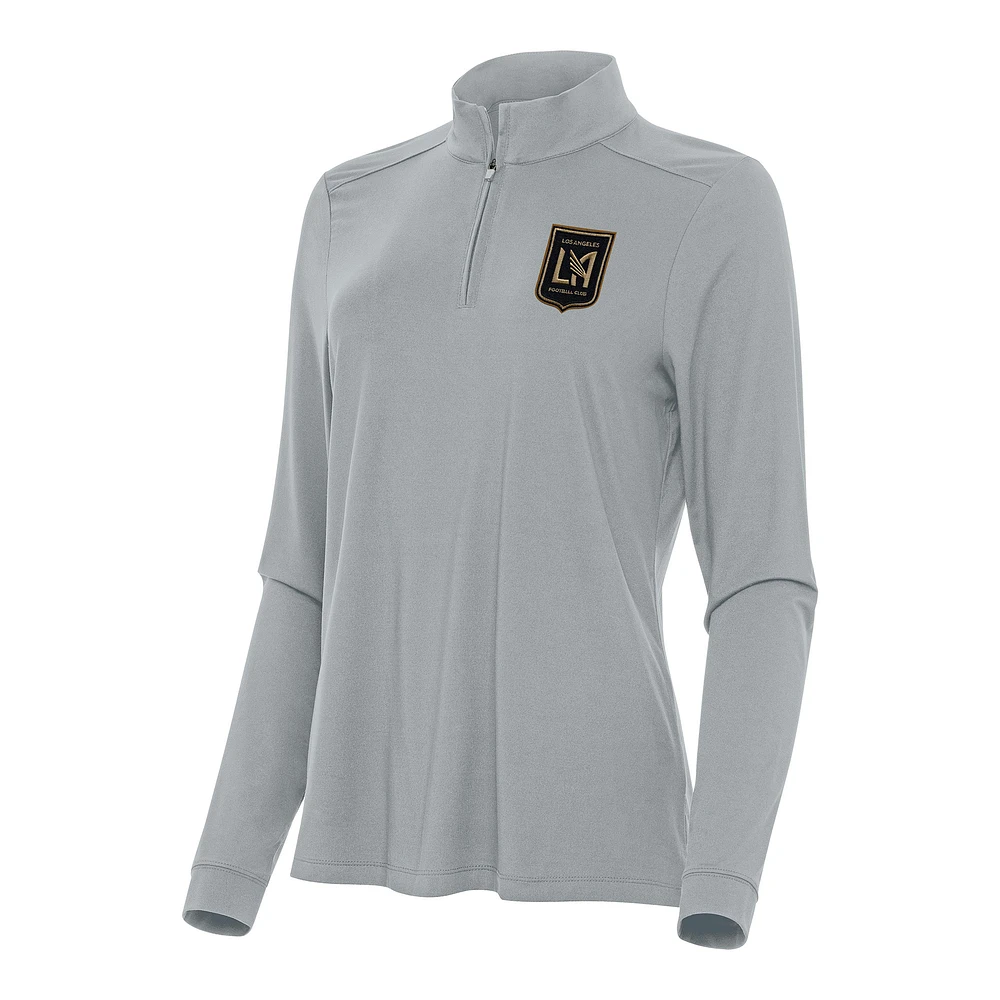 Women's Antigua Gray LAFC Intent Quarter-Zip Top