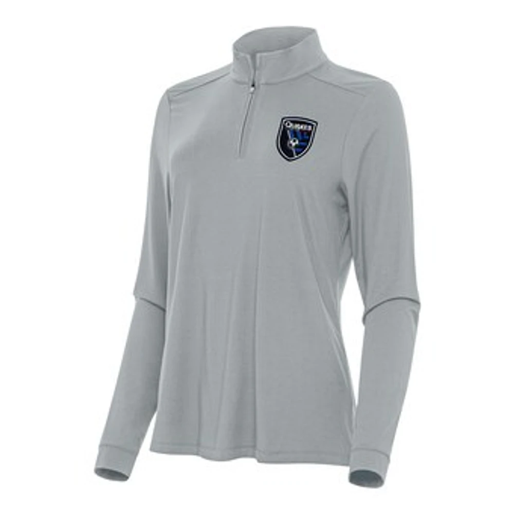 Women's Antigua Gray San Jose Earthquakes Intent Quarter-Zip Top