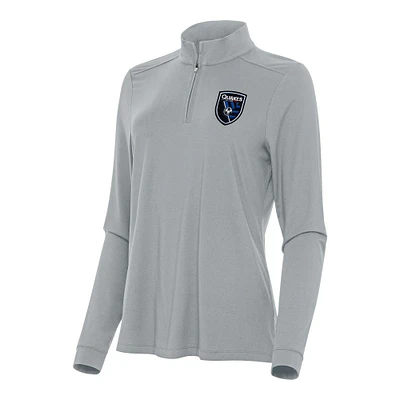 Women's Antigua Gray San Jose Earthquakes Intent Quarter-Zip Top