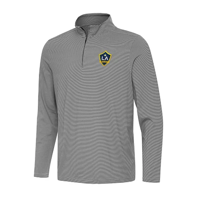 Men's Antigua Black/White LA Galaxy Twine Quarter-Zip Sweatshirt