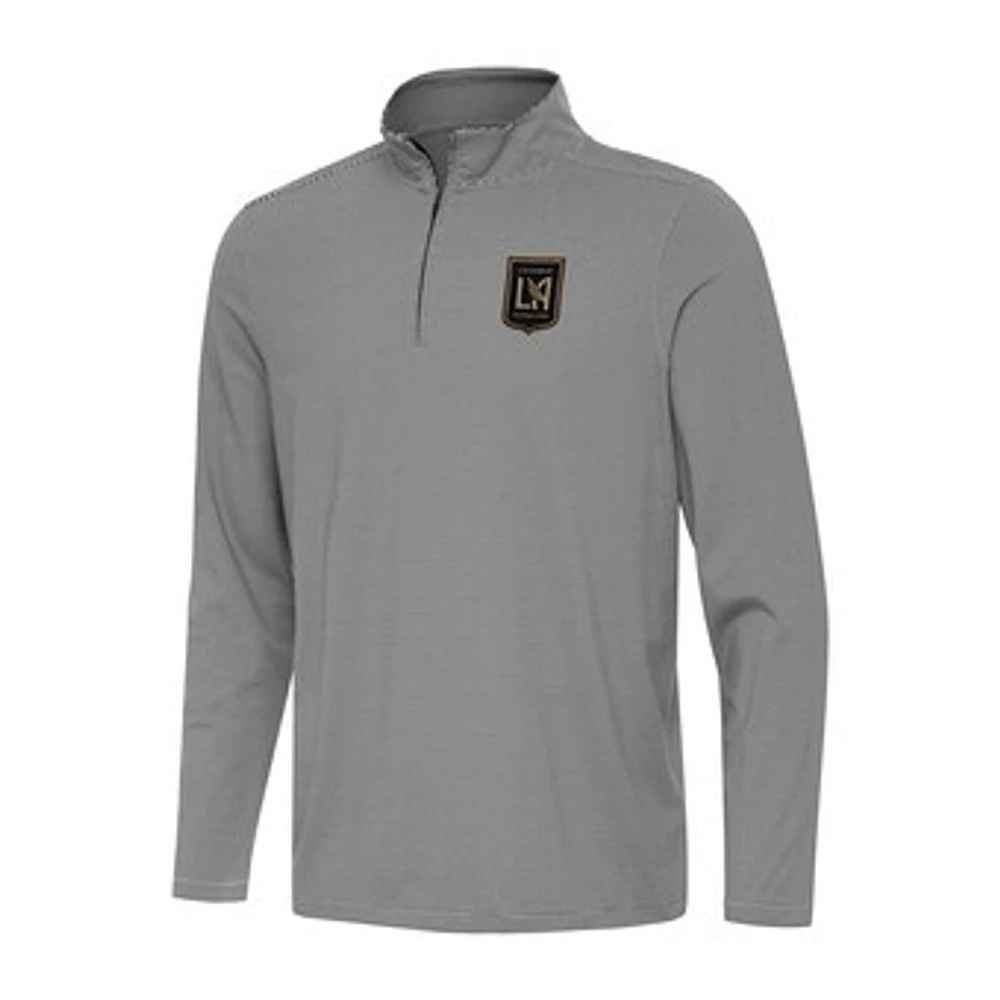 Men's Antigua Black/White LAFC Twine Quarter-Zip Sweatshirt