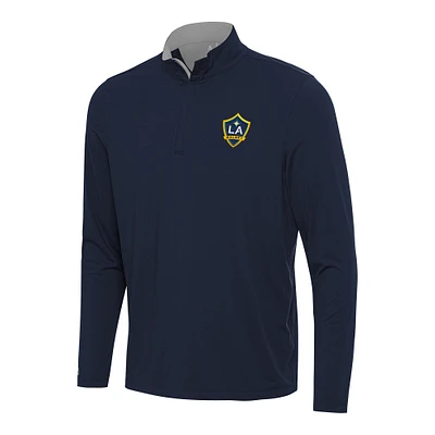 Men's Antigua Navy/Gray LA Galaxy Content Quarter-Zip Pullover Top