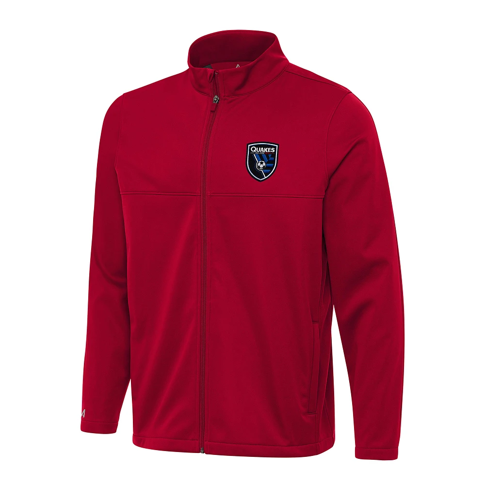 Men's Antigua Red San Jose Earthquakes Links 2 Full-Zip Golf Jacket