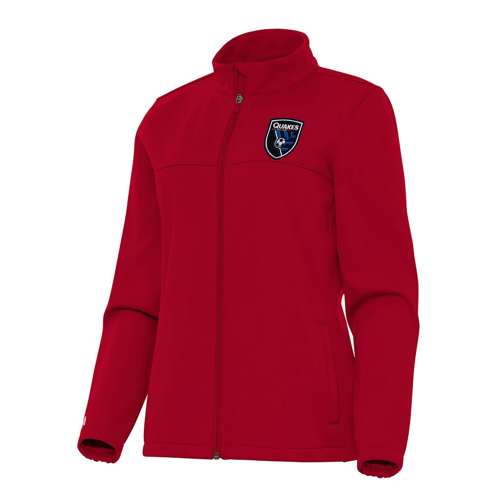 Women's Antigua Red San Jose Earthquakes Links 2 Full-Zip Golf Jacket
