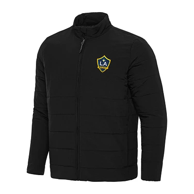 Men's Antigua Black LA Galaxy Swelter Full-Zip Puffer Jacket
