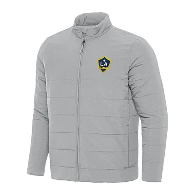 Men's Antigua Gray LA Galaxy Swelter Full-Zip Puffer Jacket