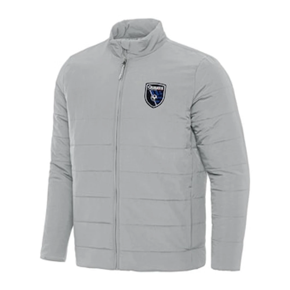 Men's Antigua Gray San Jose Earthquakes Swelter Full-Zip Puffer Jacket