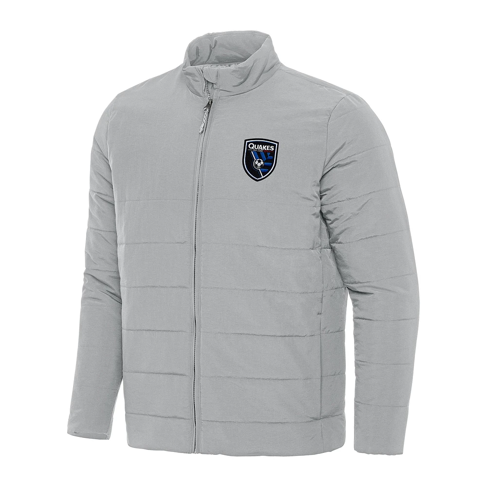 Men's Antigua Gray San Jose Earthquakes Swelter Full-Zip Puffer Jacket