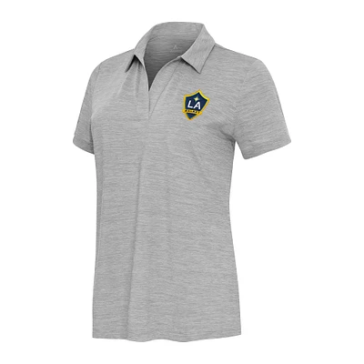 Women's Antigua Heather Gray LA Galaxy Layout V-Neck Polo