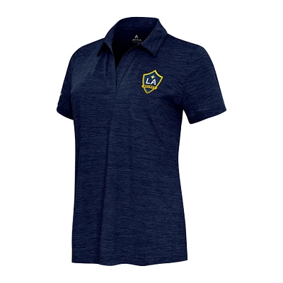 Women's Antigua Heather Navy LA Galaxy Layout V-Neck Polo