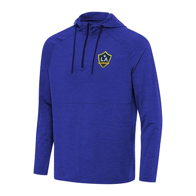 Men's Antigua Heather Royal LA Galaxy Spikes Quarter-Zip Pullover Hoodie