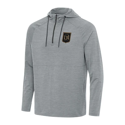 Men's Antigua Heather Gray LAFC Spikes Raglan Quarter-Zip Pullover Hoodie
