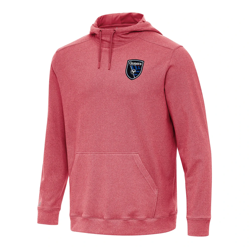 Men's Antigua Heather Red San Jose Earthquakes Cloud Pullover Hoodie