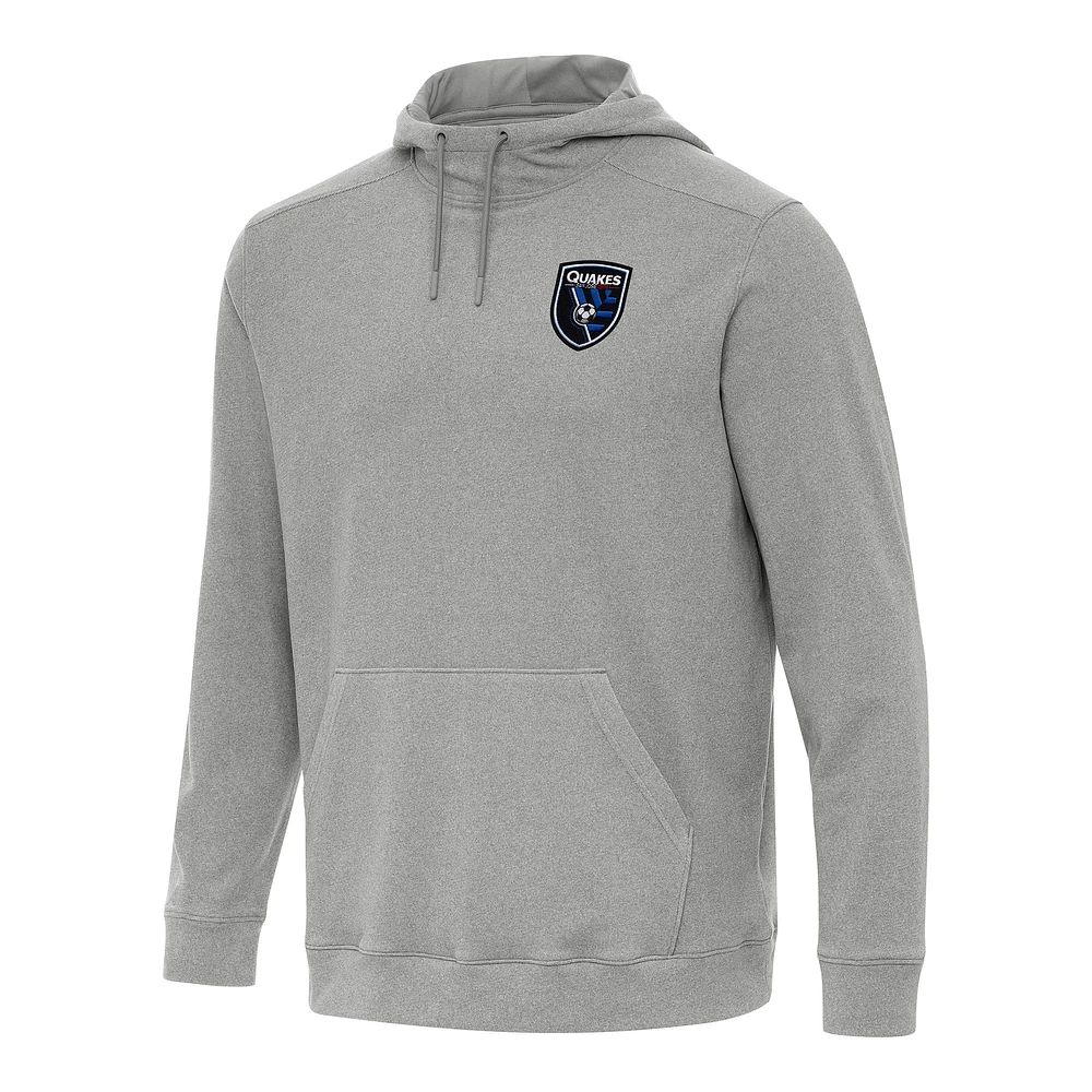 Men's Antigua Heather San Jose Earthquakes Cloud Pullover Hoodie