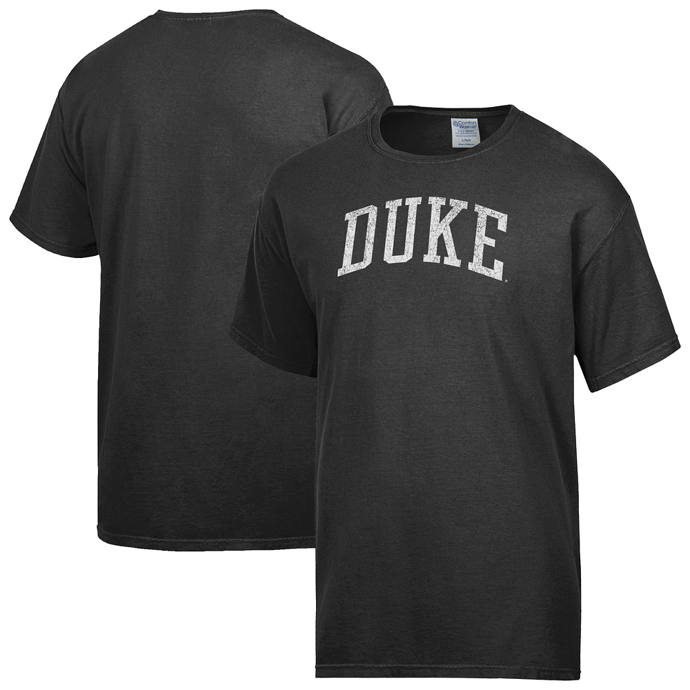Men's ComfortWash Black Duke Blue Devils Distressed Arch T-Shirt