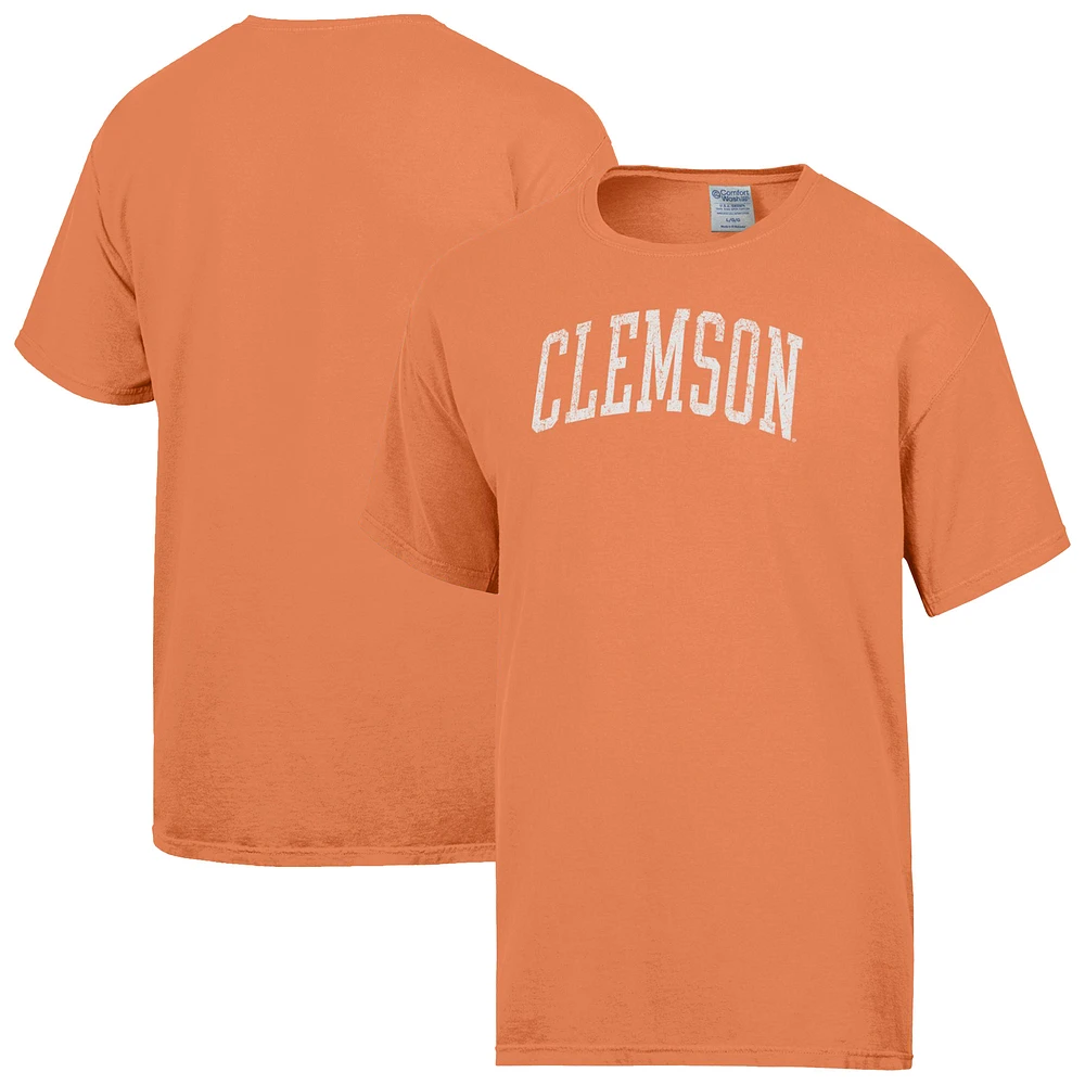 Men's ComfortWash Orange Clemson Tigers Distressed Arch T-Shirt