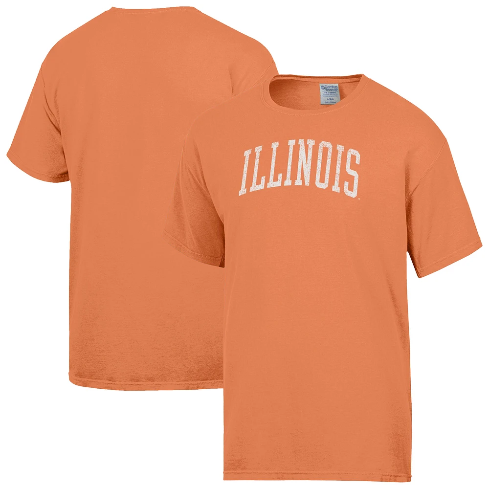 Men's ComfortWash Orange Illinois Fighting Illini Distressed Arch T-Shirt