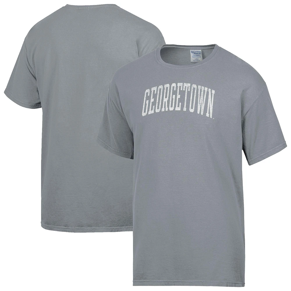 Men's ComfortWash Gray Georgetown Hoyas Distressed Arch T-Shirt
