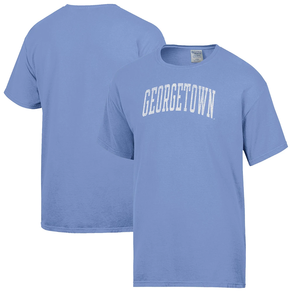 Men's ComfortWash Light Blue Georgetown Hoyas Distressed Arch T-Shirt
