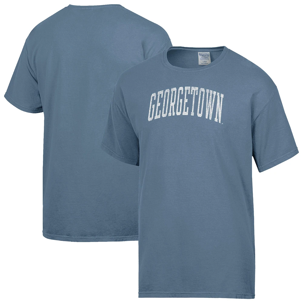 Men's ComfortWash Heather Blue Georgetown Hoyas Distressed Arch T-Shirt