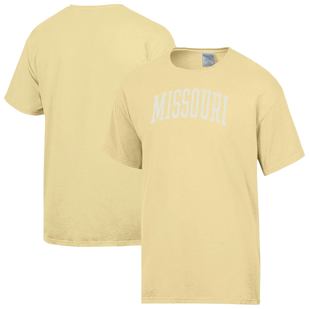 Men's ComfortWash Yellow Missouri Tigers Distressed Arch T-Shirt
