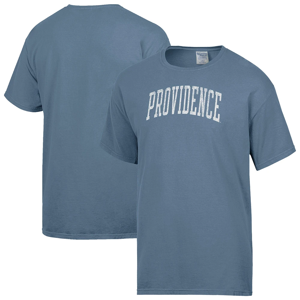 Men's ComfortWash Heather Blue Providence Friars Distressed Arch T-Shirt