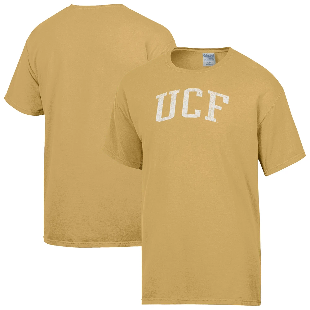 Men's ComfortWash Yellow UCF Knights Distressed Arch T-Shirt
